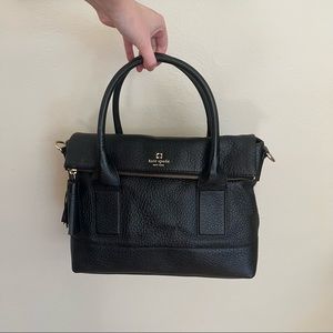 Kate Spade Black Southport Avenue Carmen Satchel black pebbled leather purse